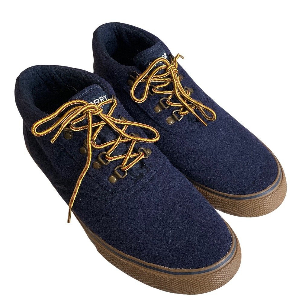 Sperry Mens Navy Wool Water Resistant Chukka Sneakers STS19890 Size 12 M